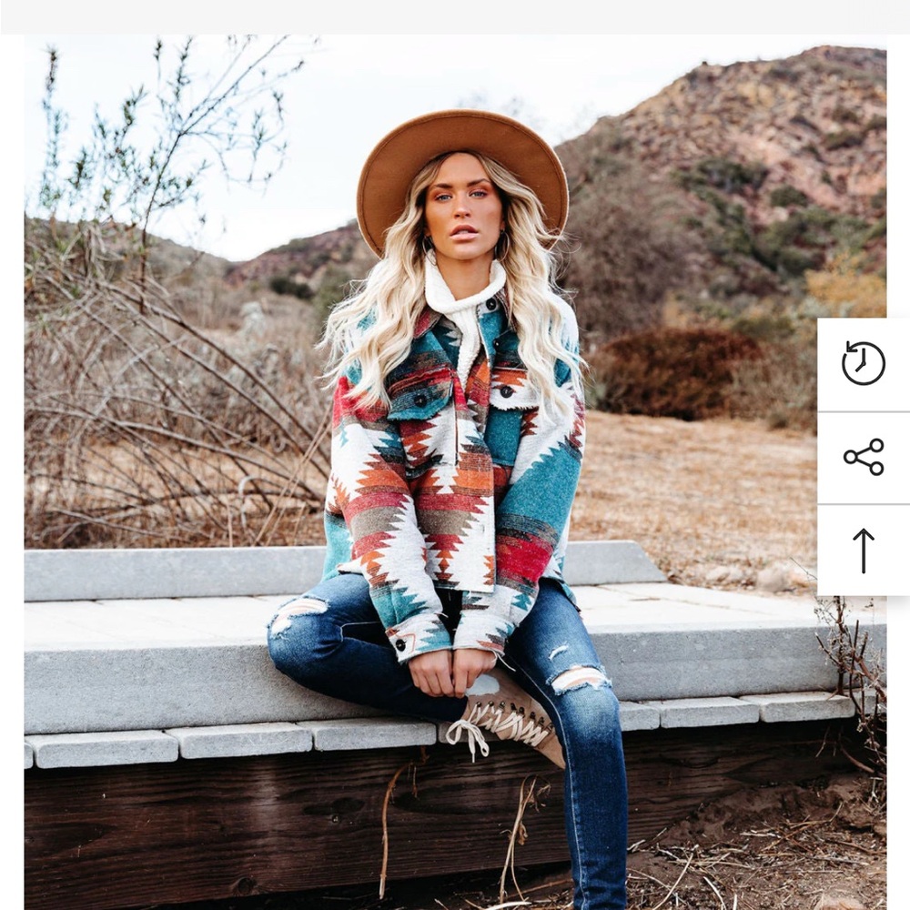 Vici Zion Distressed Button Down Shacket - Rust - image 5